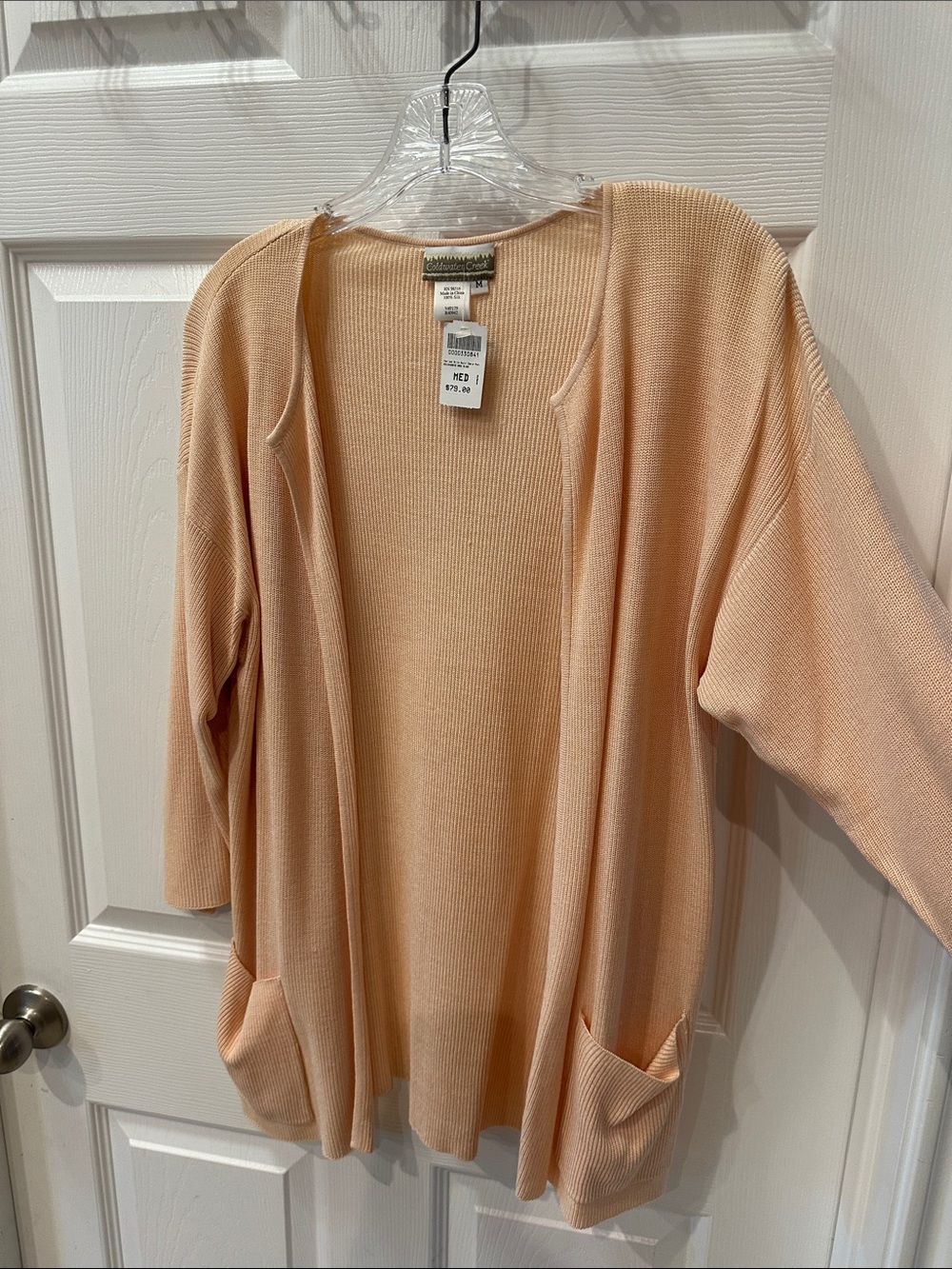 Coldwater Creek Coral Open-Front Silk Knit Cardigan NWT size M